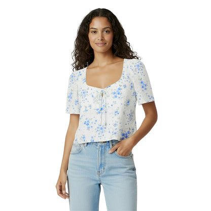 White - Side - Jack Wills Womens-Ladies Keyhole Regular Short-Sleeved Blouse