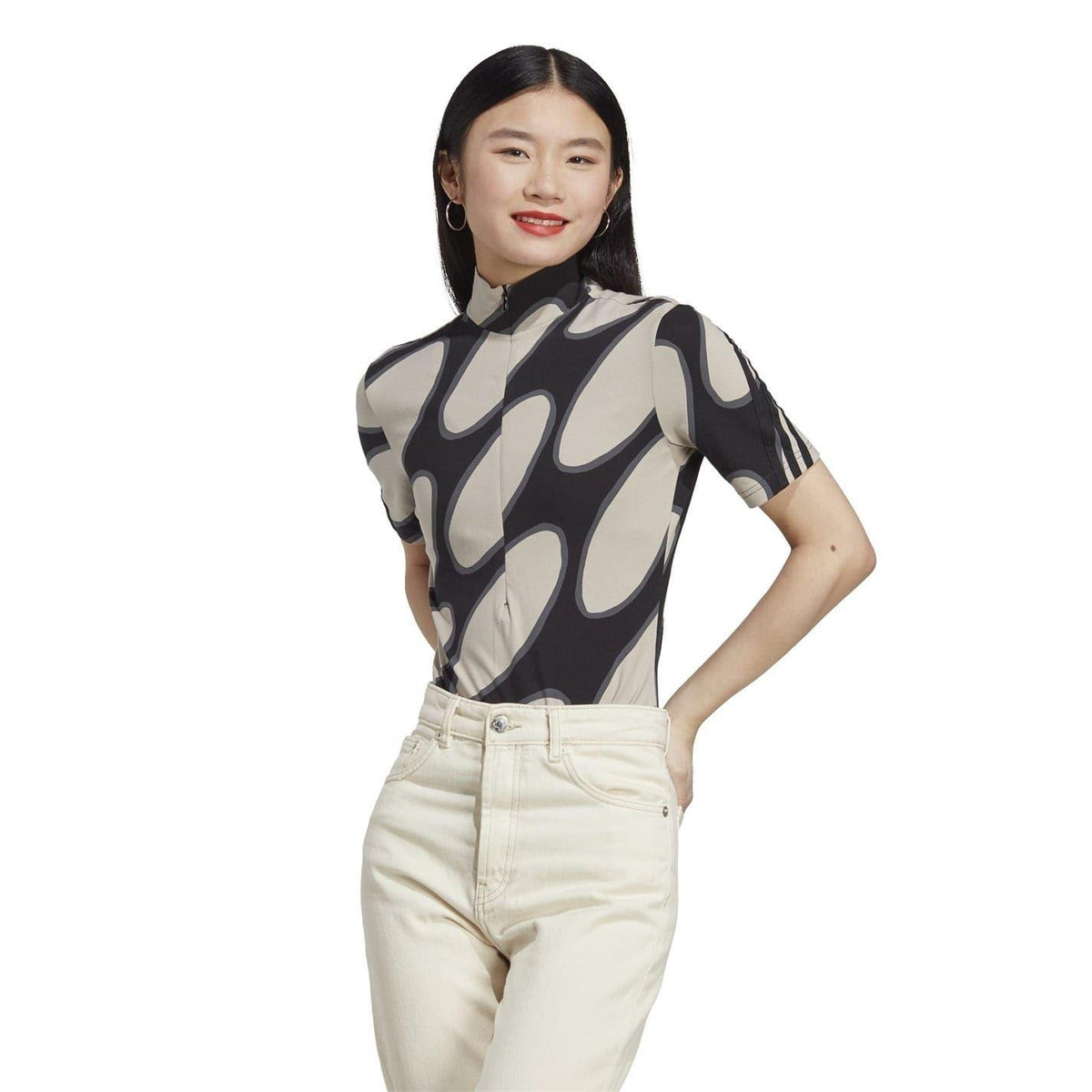 Light Brown-Black-Grey - Side - Adidas Womens-Ladies Marimekko Future Icons Bodysuit