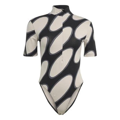Light Brown-Black-Grey - Front - Adidas Womens-Ladies Marimekko Future Icons Bodysuit
