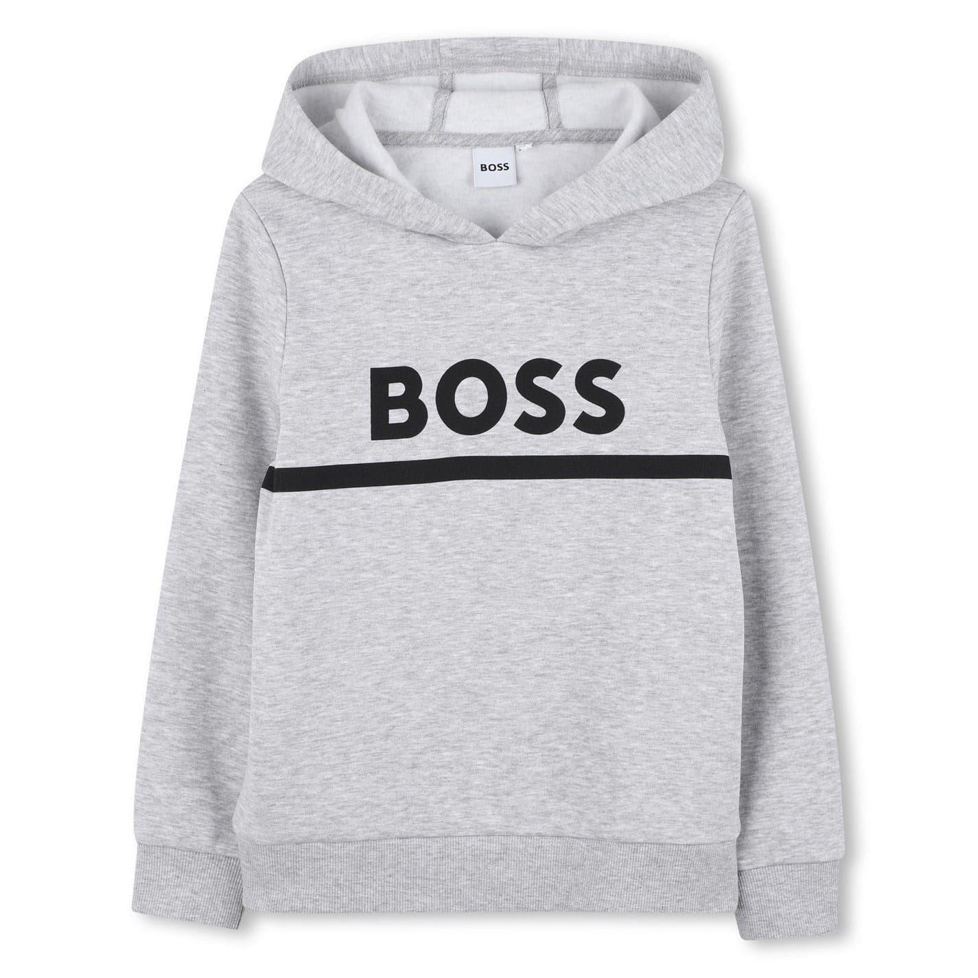Grey - Front - Boss Childrens-Kids Line Hoodie