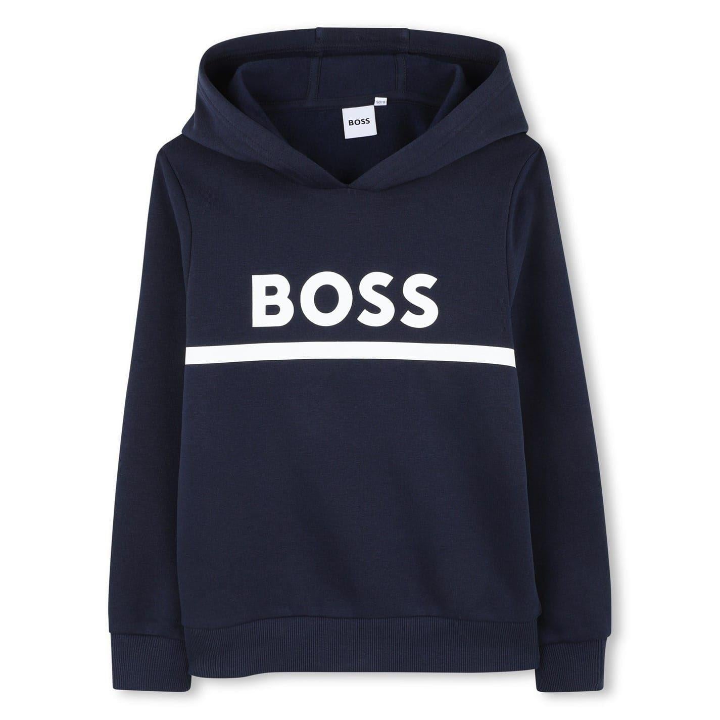 Navy - Front - Boss Childrens-Kids Line Hoodie