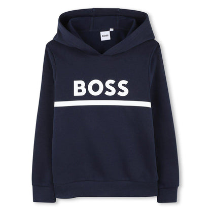 Navy - Front - Boss Childrens-Kids Line Hoodie