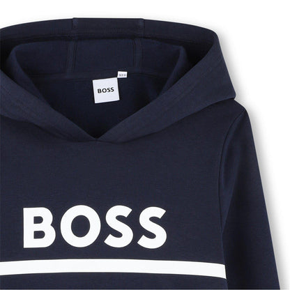 Navy - Side - Boss Childrens-Kids Line Hoodie