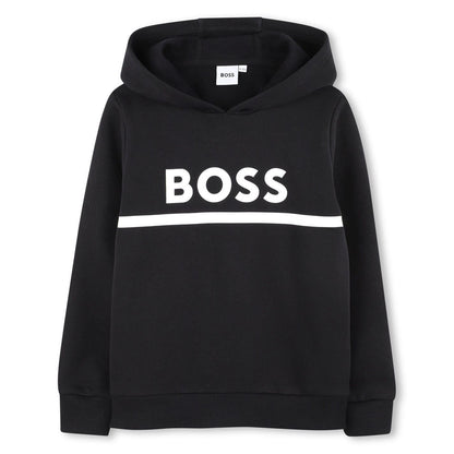 Black - Front - Boss Childrens-Kids Line Hoodie