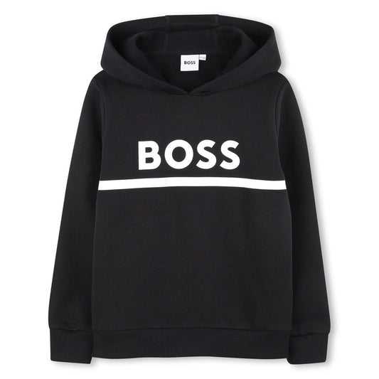 Black - Front - Boss Childrens-Kids Line Hoodie