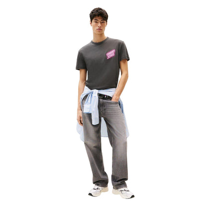 Black - Lifestyle - Tommy Jeans Mens Neon Sign Crew Neck T-Shirt