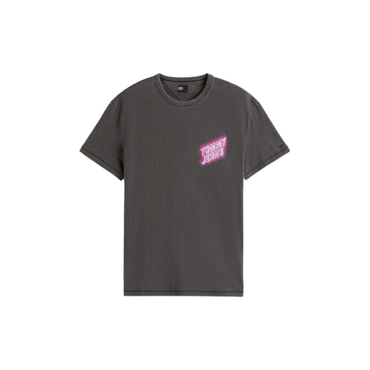 Black - Front - Tommy Jeans Mens Neon Sign Crew Neck T-Shirt