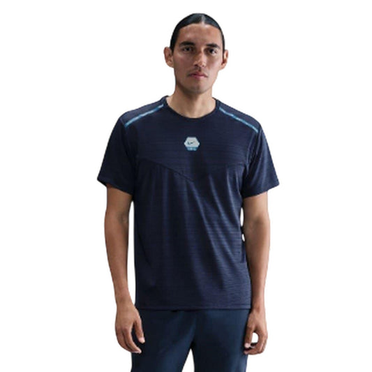 Midnight Navy - Front - Nike Mens City Side Running T-Shirt