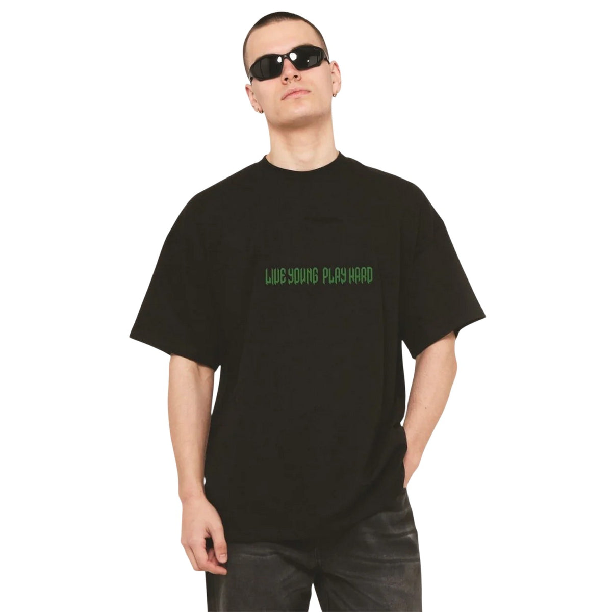 Black - Side - LY Unisex Adult Oversized T-Shirt
