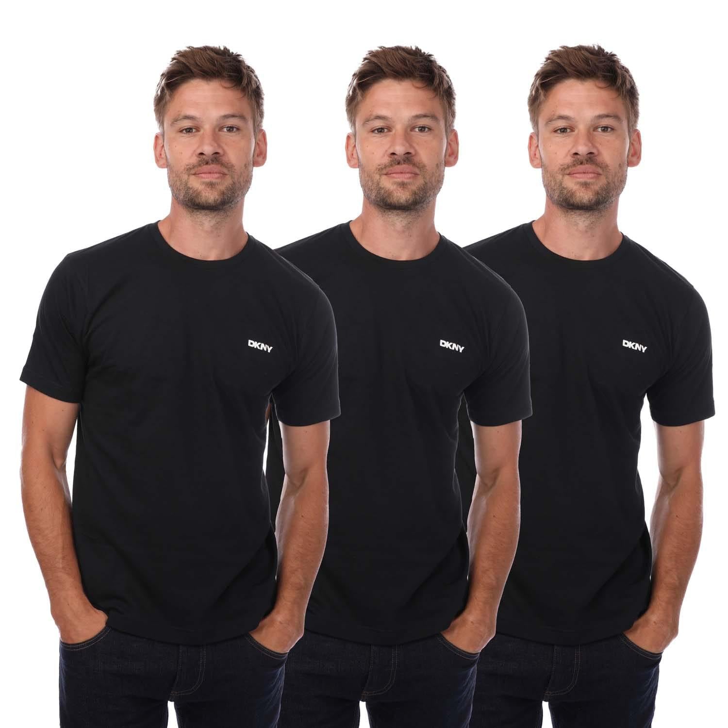 Black - Front - DKNY Mens Giants Lounge T-Shirt (Pack of 3)