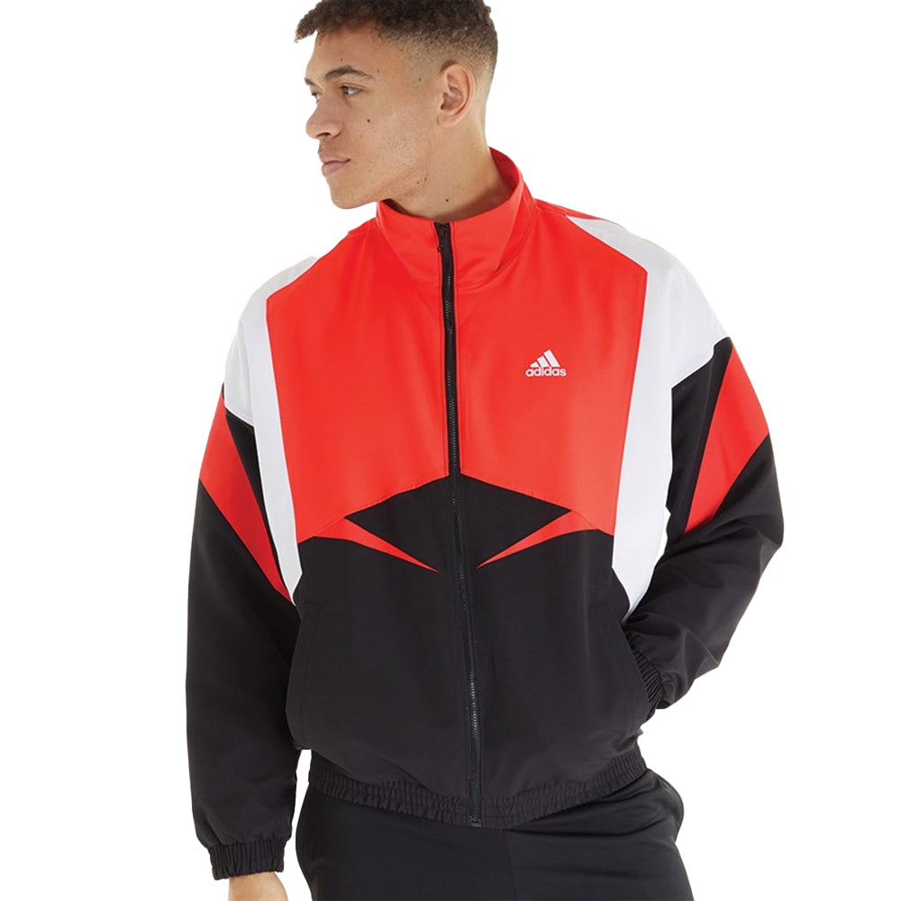 Black-White-Red - Side - Adidas Mens Colourblock Track Top