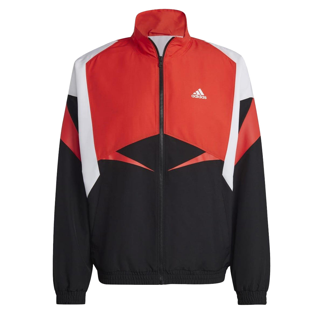 Black-White-Red - Front - Adidas Mens Colourblock Track Top