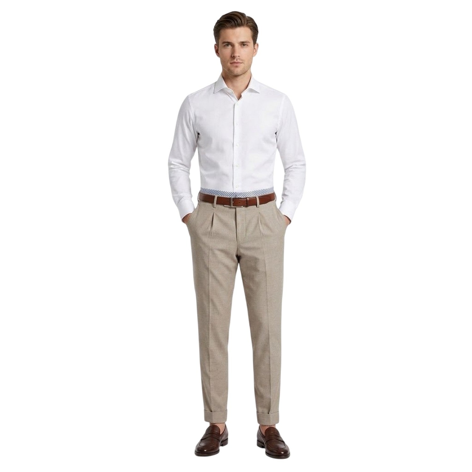 White - Back - Boss Mens C-Genius Pleated Chinos