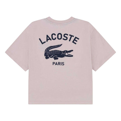 White - Back - Lacoste Childrens-Kids Paris Logo Regular T-Shirt