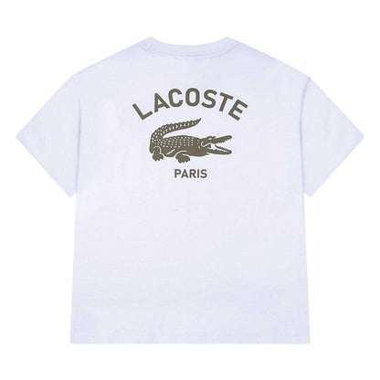 Pink - Back - Lacoste Childrens-Kids Paris Logo Regular T-Shirt