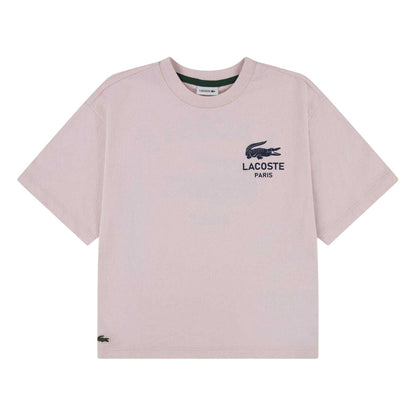 White - Front - Lacoste Childrens-Kids Paris Logo Regular T-Shirt