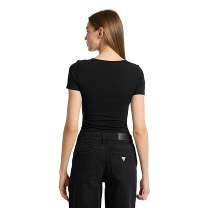 Jet Black - Back - Guess Womens-Ladies Lettering Bodysuit