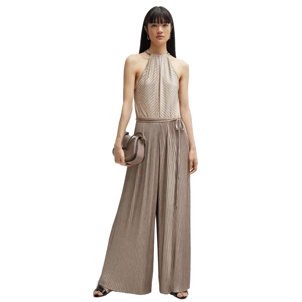 Beige - Side - Hugo Boss Womens-Ladies Exuma Sleeveless Jumpsuit