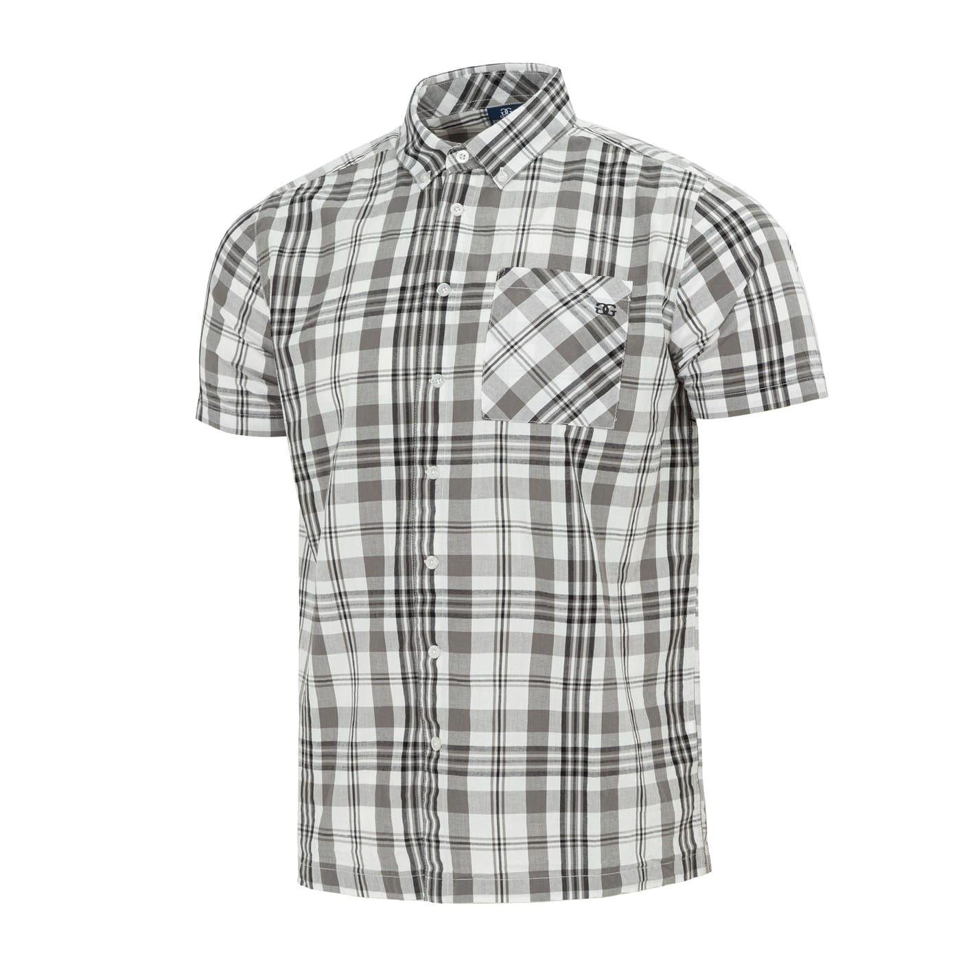 White - Side - Giorgio Mens Checkered Short-Sleeved Shirt