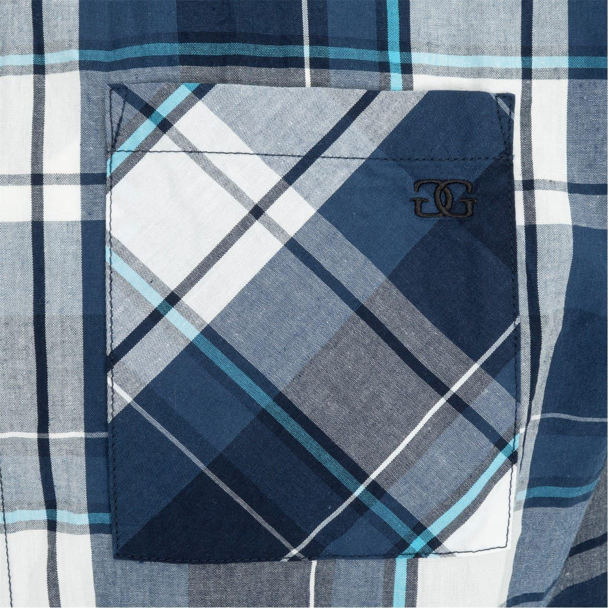 Navy-White - Lifestyle - Giorgio Mens Checkered Short-Sleeved Shirt