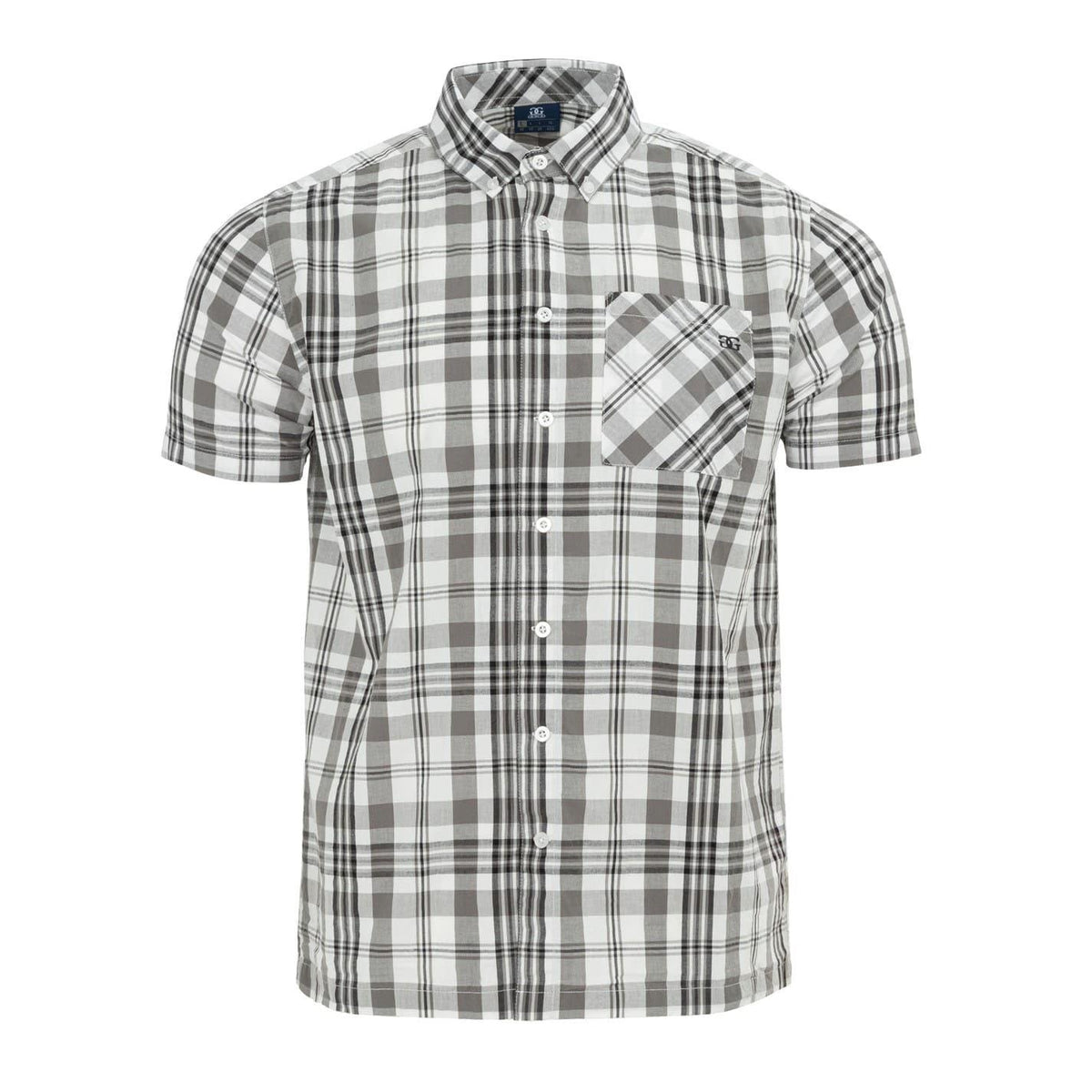 White - Front - Giorgio Mens Checkered Short-Sleeved Shirt