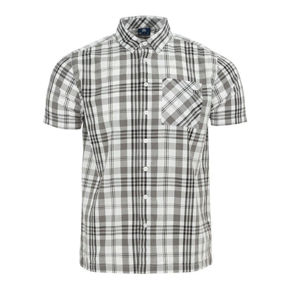 White - Front - Giorgio Mens Checkered Short-Sleeved Shirt