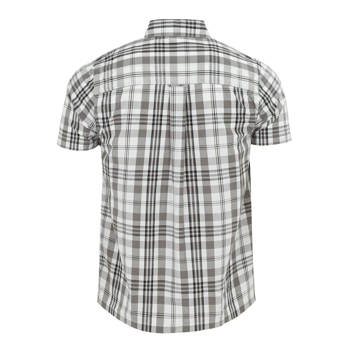 White - Back - Giorgio Mens Checkered Short-Sleeved Shirt