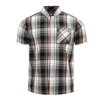 Black-Red - Front - Giorgio Mens Checkered Short-Sleeved Shirt