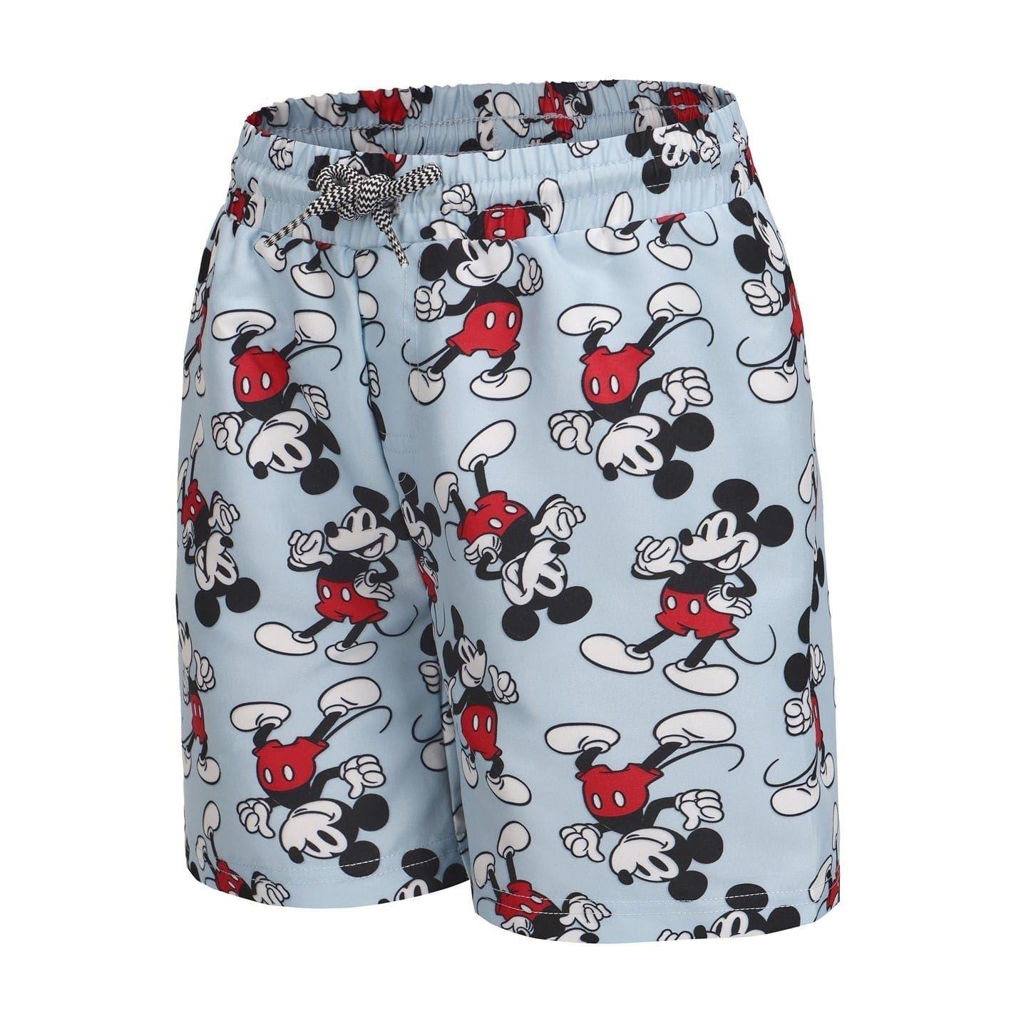 Grey - Side - Mickey Mouse Childrens-Kids Swim Shorts