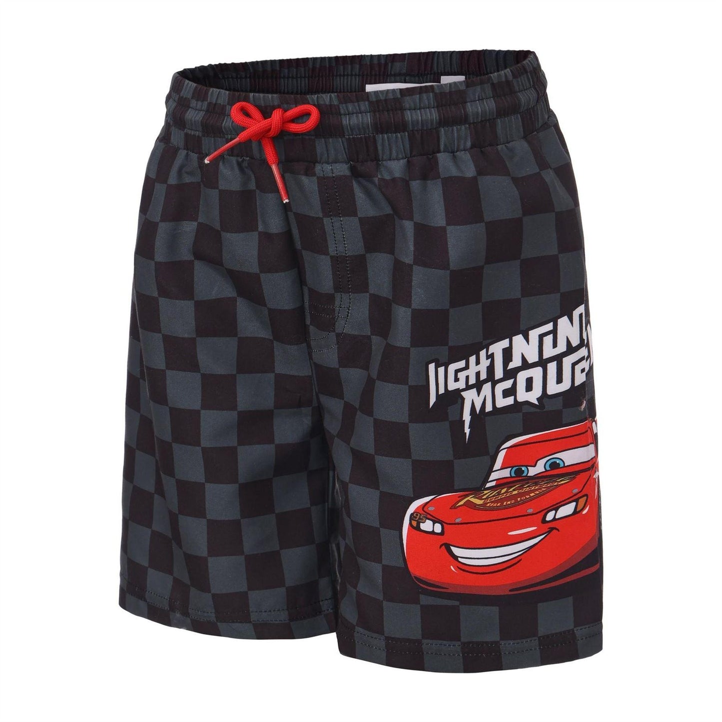 Black-Grey-Red - Side - Cars Childrens-Kids Lightning McQueen Swim Shorts