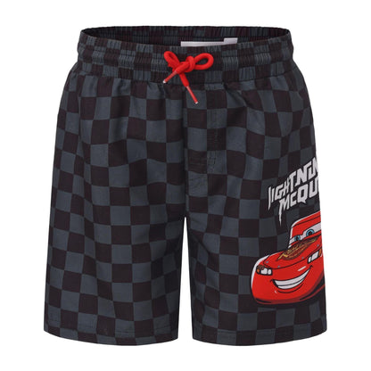 Black-Grey-Red - Front - Cars Childrens-Kids Lightning McQueen Swim Shorts