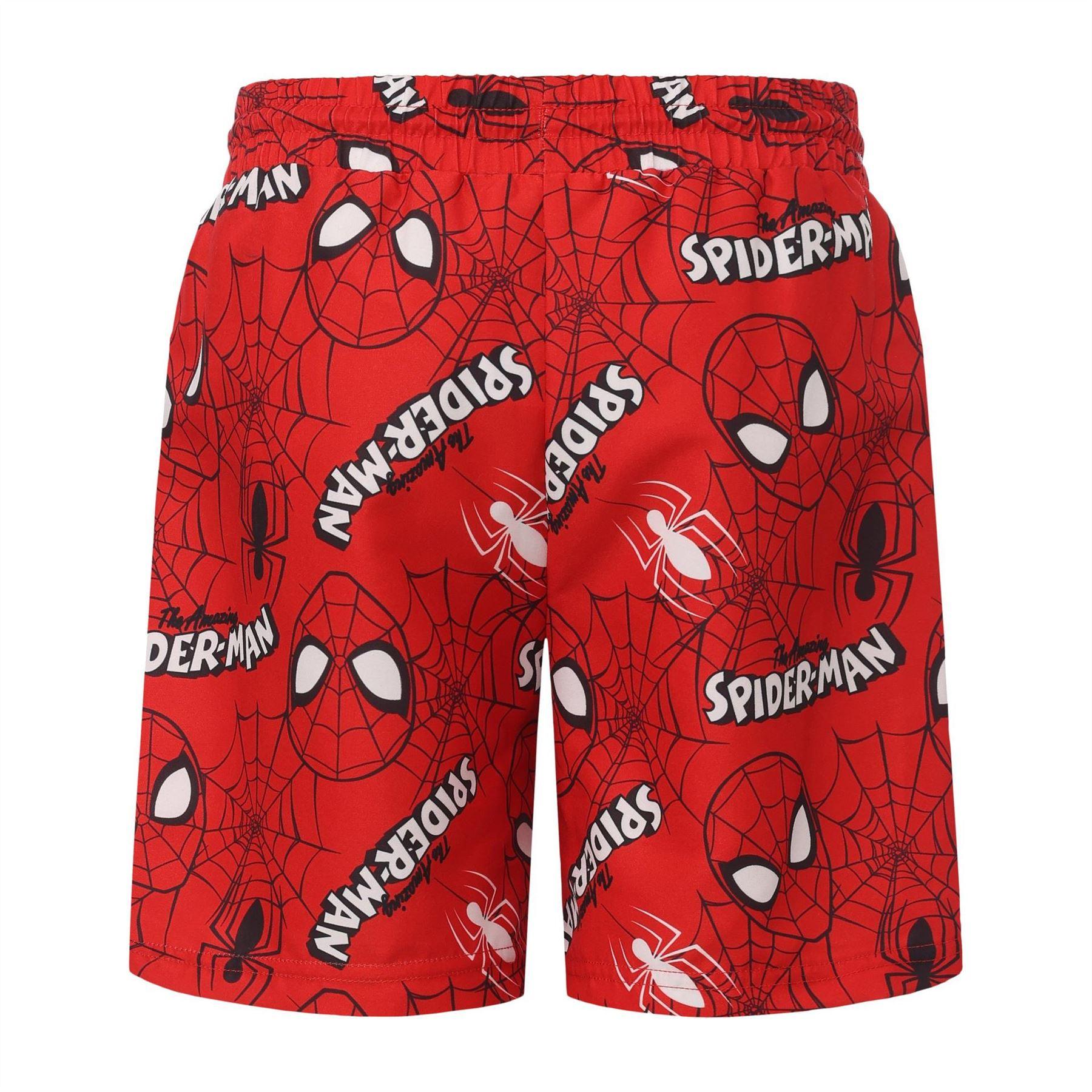 Red - Back - Spider-Man Childrens-Kids Swim Shorts