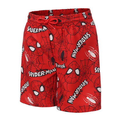 Red - Side - Spider-Man Childrens-Kids Swim Shorts