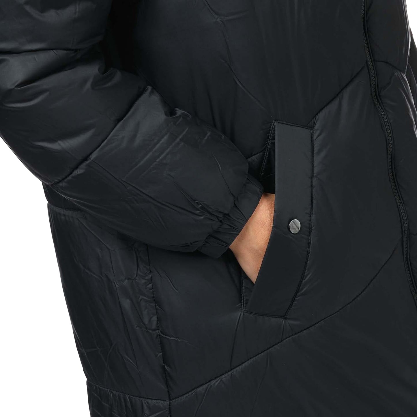 Black - Side - Vero Moda Womens-Ladies Uppsala Long Padded Jacket