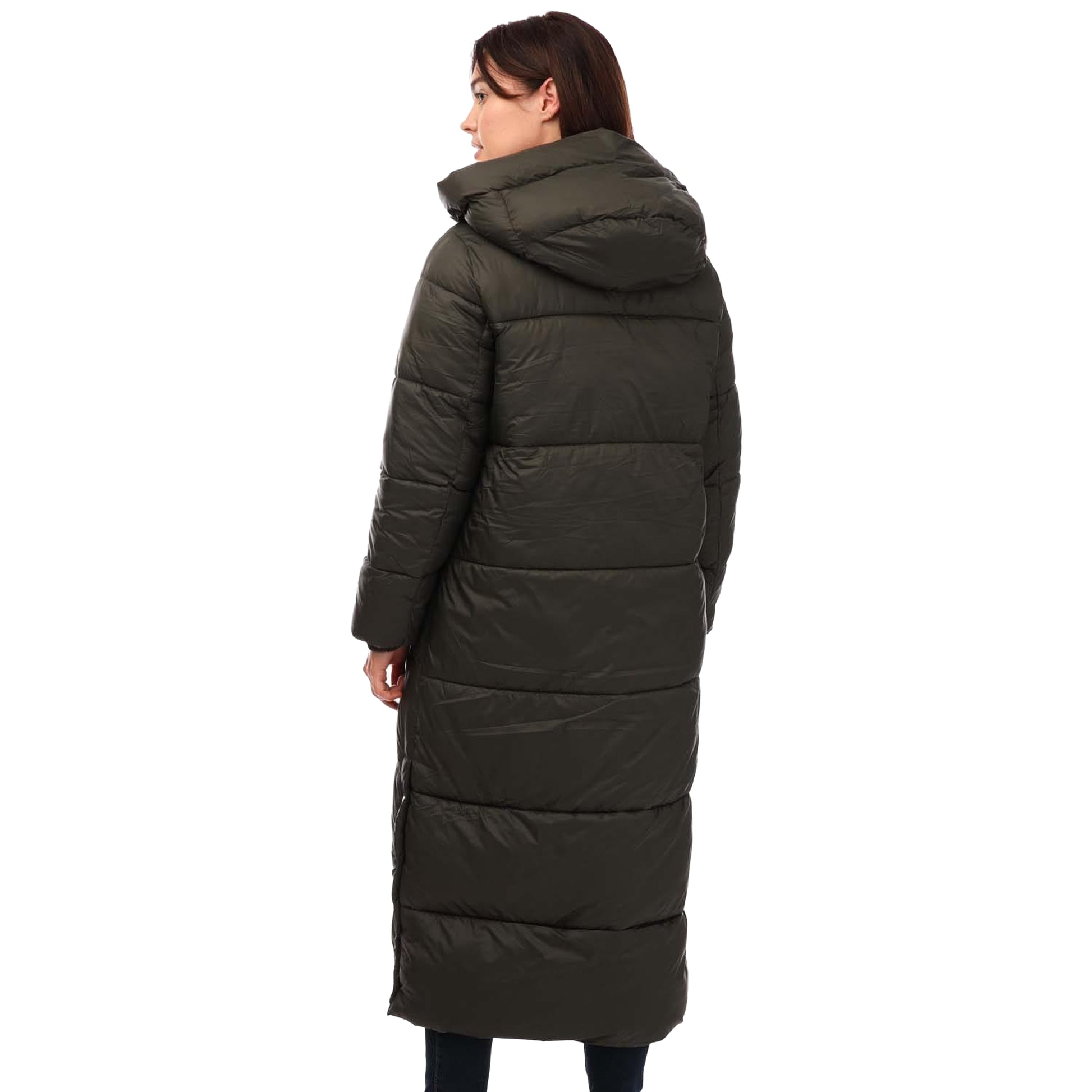Olive - Back - Vero Moda Womens-Ladies Uppsala Long Padded Jacket