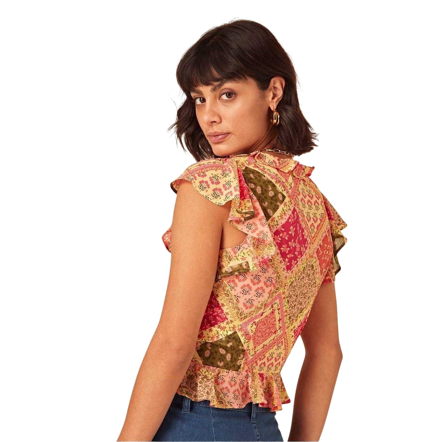 Multicoloured - Back - Nobody´s Child Womens-Ladies Floral V Neck Short-Sleeved Blouse