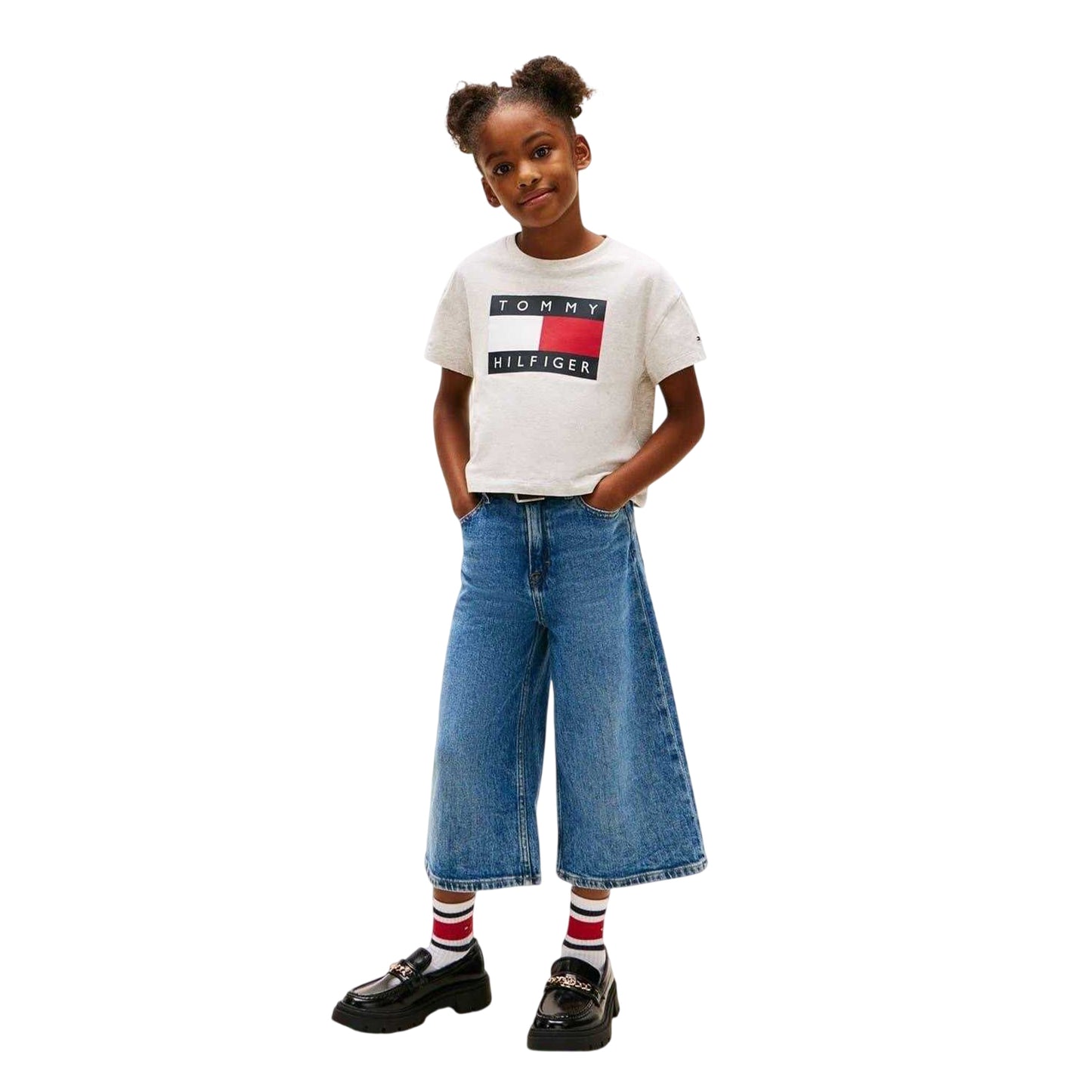 Grey - Lifestyle - Tommy Hilfiger Girls Heritage Logo Relaxed Fit Crop Top