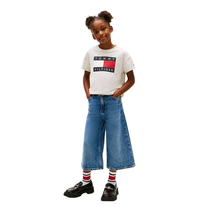 Grey - Lifestyle - Tommy Hilfiger Girls Heritage Logo Relaxed Fit Crop Top