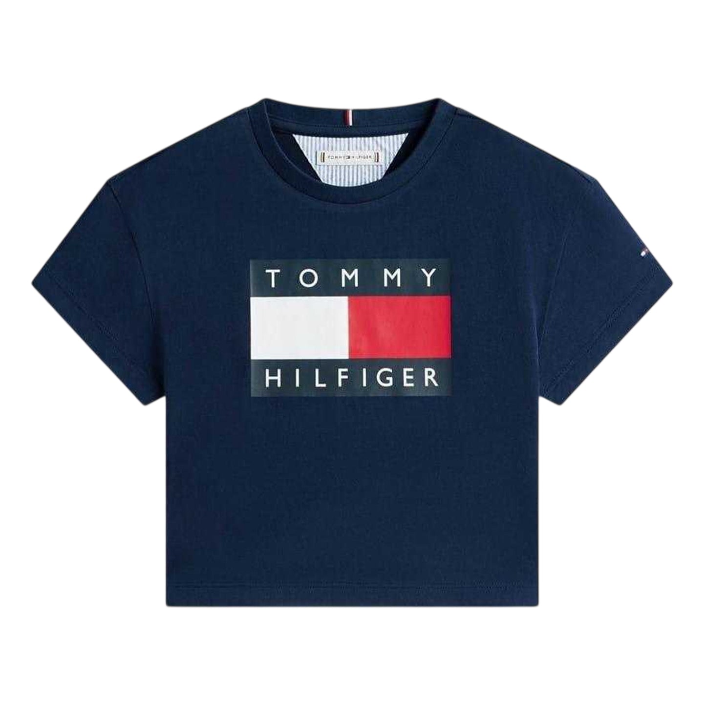 Navy Night - Front - Tommy Hilfiger Girls Heritage Logo Relaxed Fit Crop Top