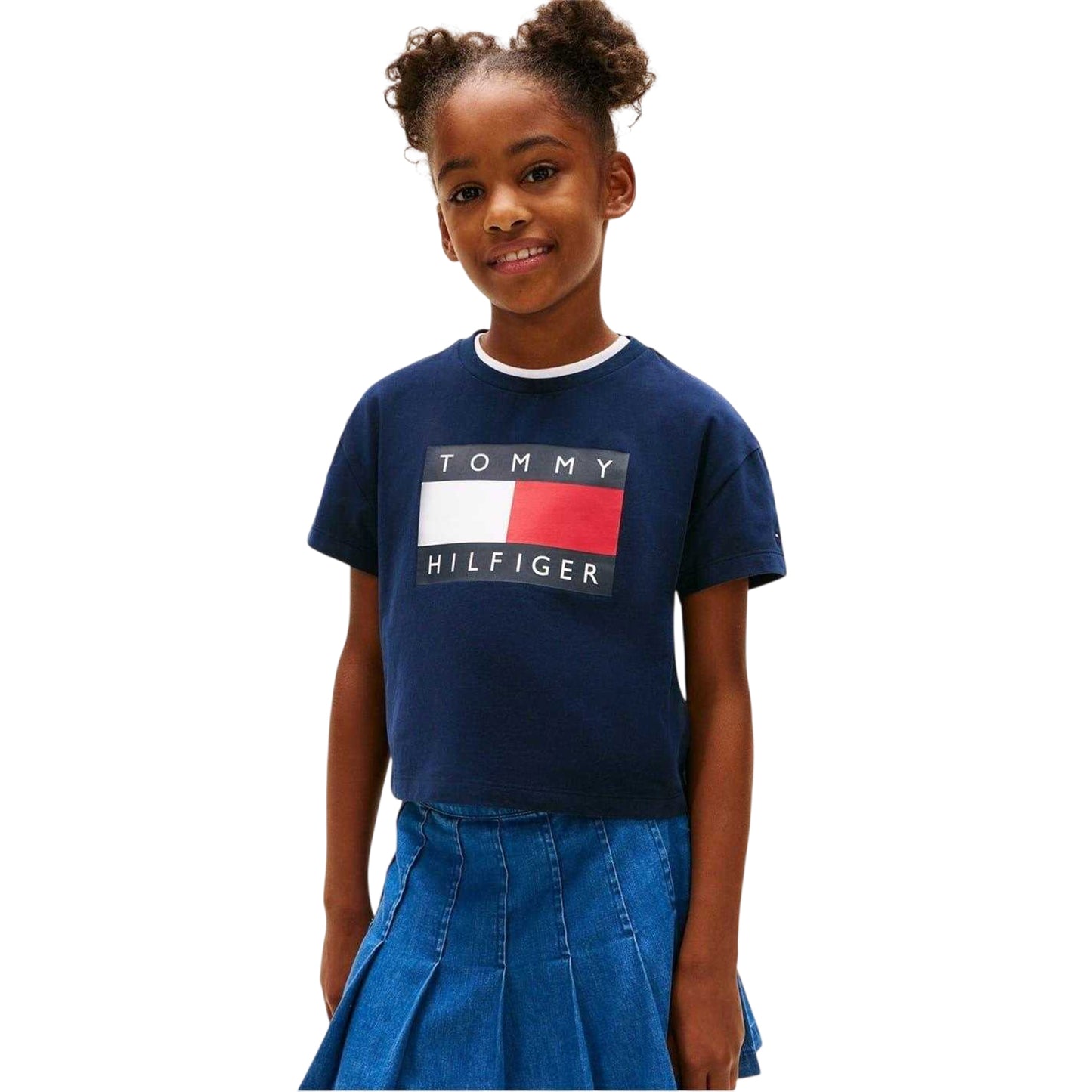 Navy Night - Side - Tommy Hilfiger Girls Heritage Logo Relaxed Fit Crop Top