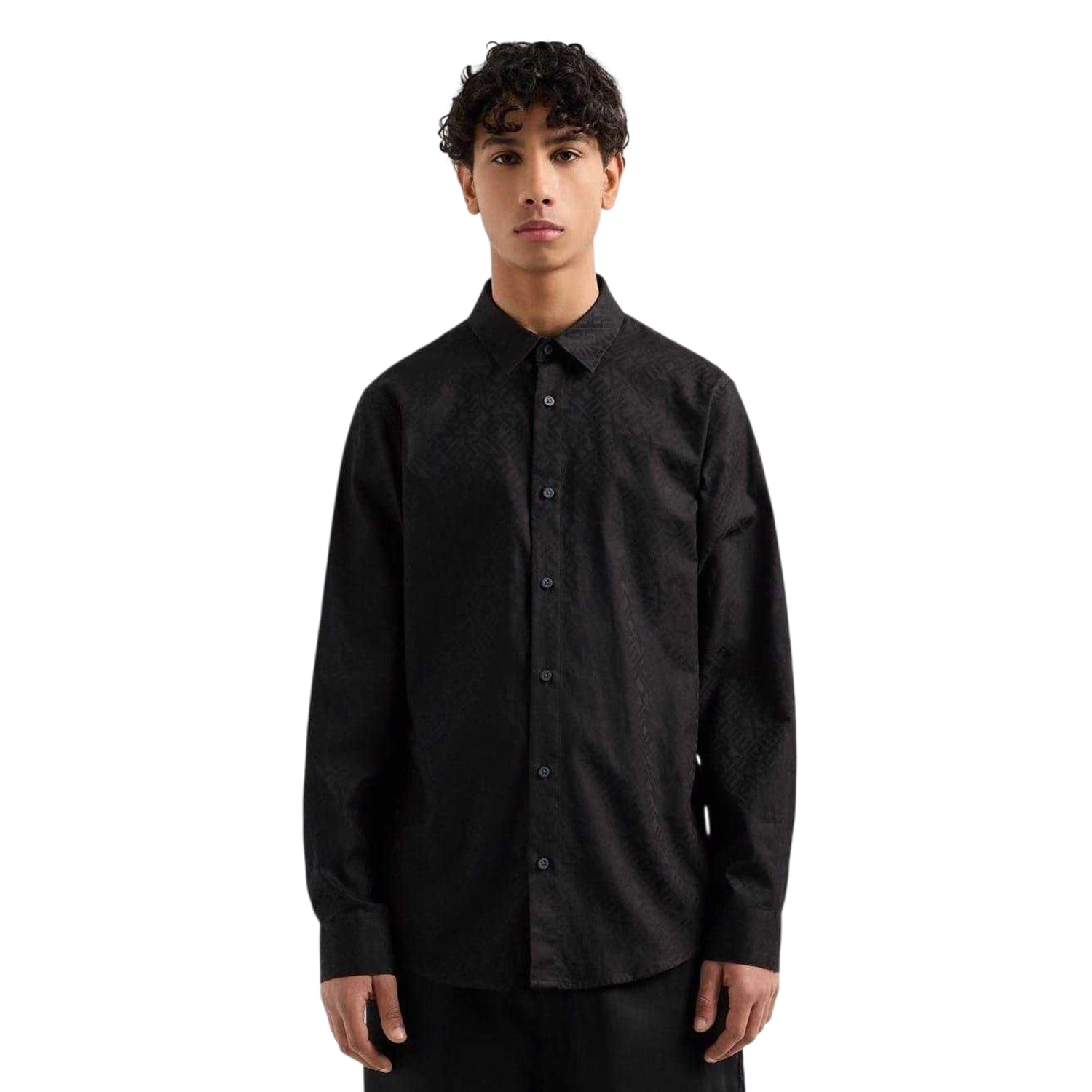 Black - Side - Armani Exchange Mens Regular Long-Sleeved Shirt