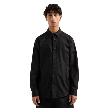 Black - Side - Armani Exchange Mens Regular Long-Sleeved Shirt