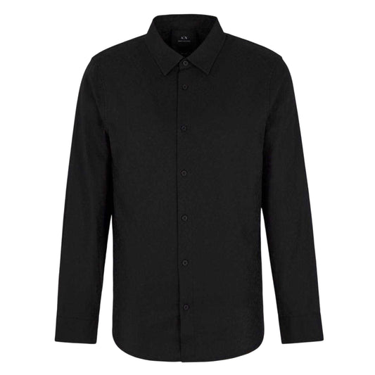 Black - Front - Armani Exchange Mens Regular Long-Sleeved Shirt