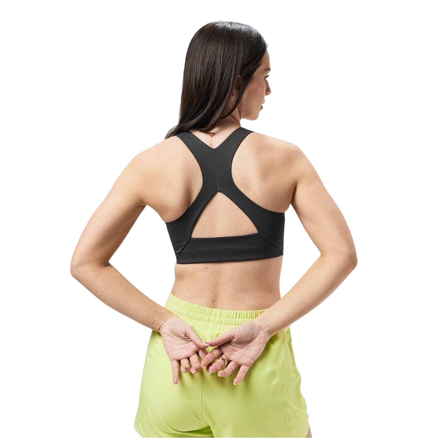 Charcoal - Back - USA Pro Womens-Ladies Cropped Snug Fit Sports Bra