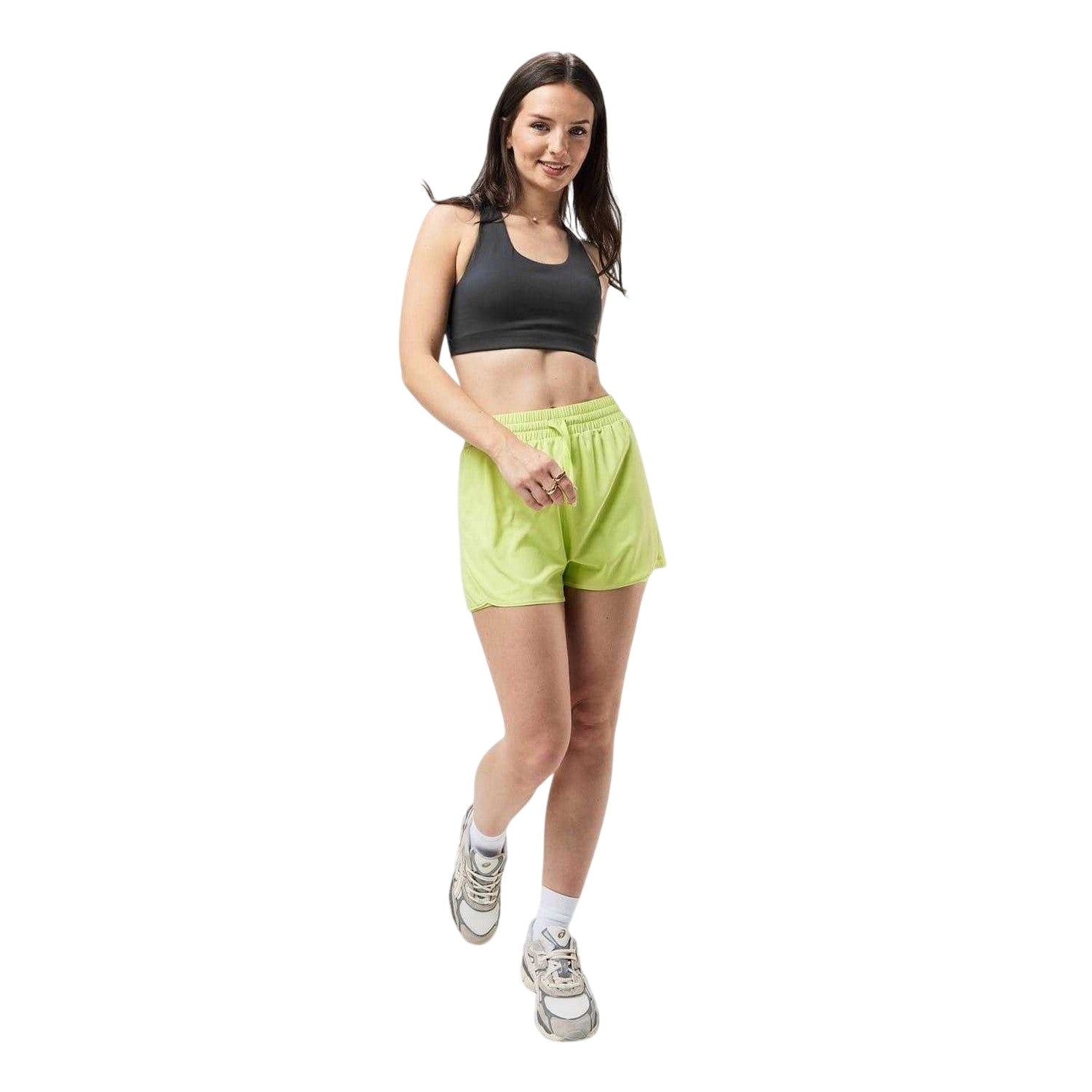 Charcoal - Lifestyle - USA Pro Womens-Ladies Cropped Snug Fit Sports Bra
