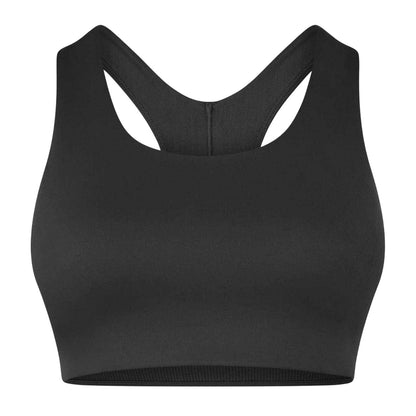 Charcoal - Front - USA Pro Womens-Ladies Cropped Snug Fit Sports Bra