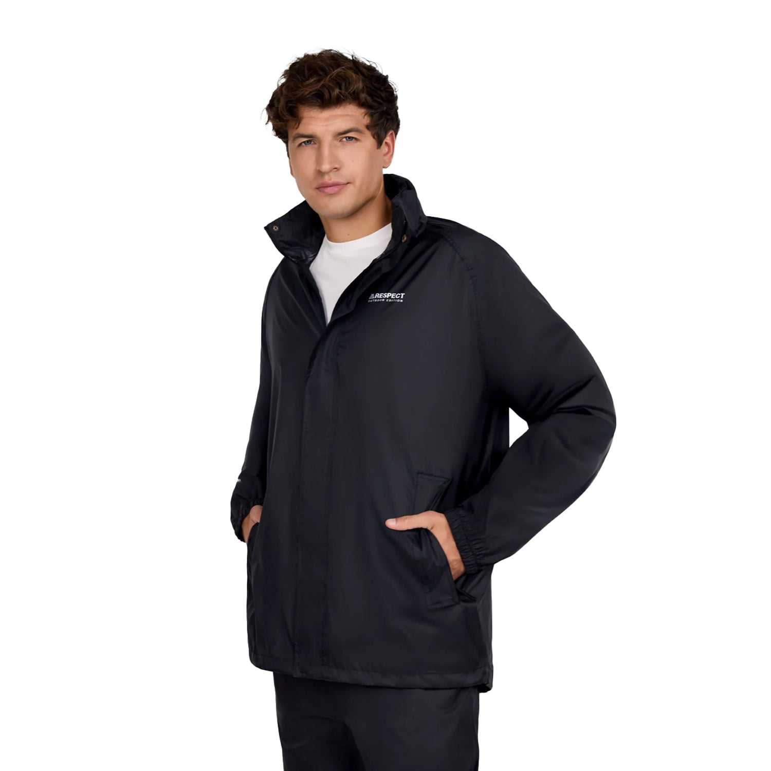 Black - Lifestyle - Minoti Mens Respect Packaway Waterproof Jacket