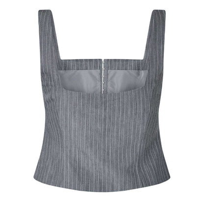 Folkstone - Back - Jack Wills Womens-Ladies Pinstripe Square Neck Sleeveless Blouse