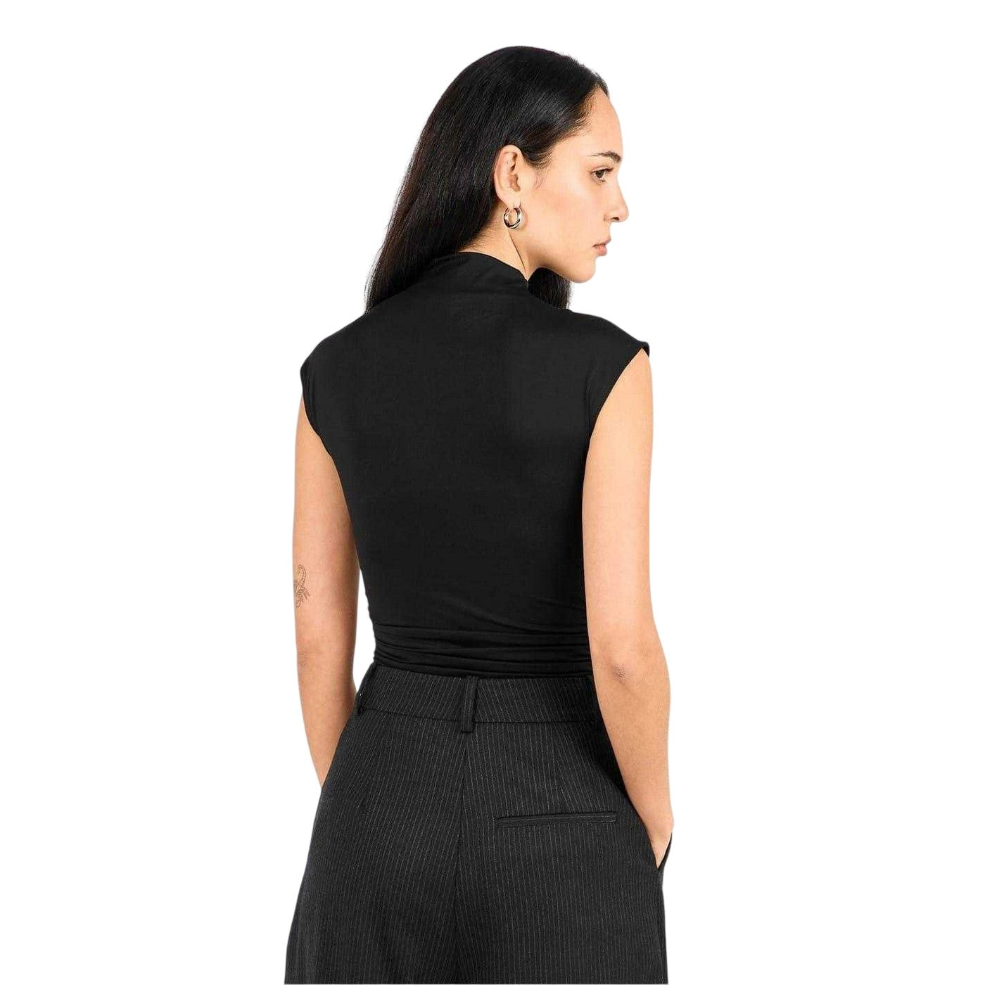 Black - Lifestyle - Good American Womens-Ladies Mock Neck Slim Bodysuit