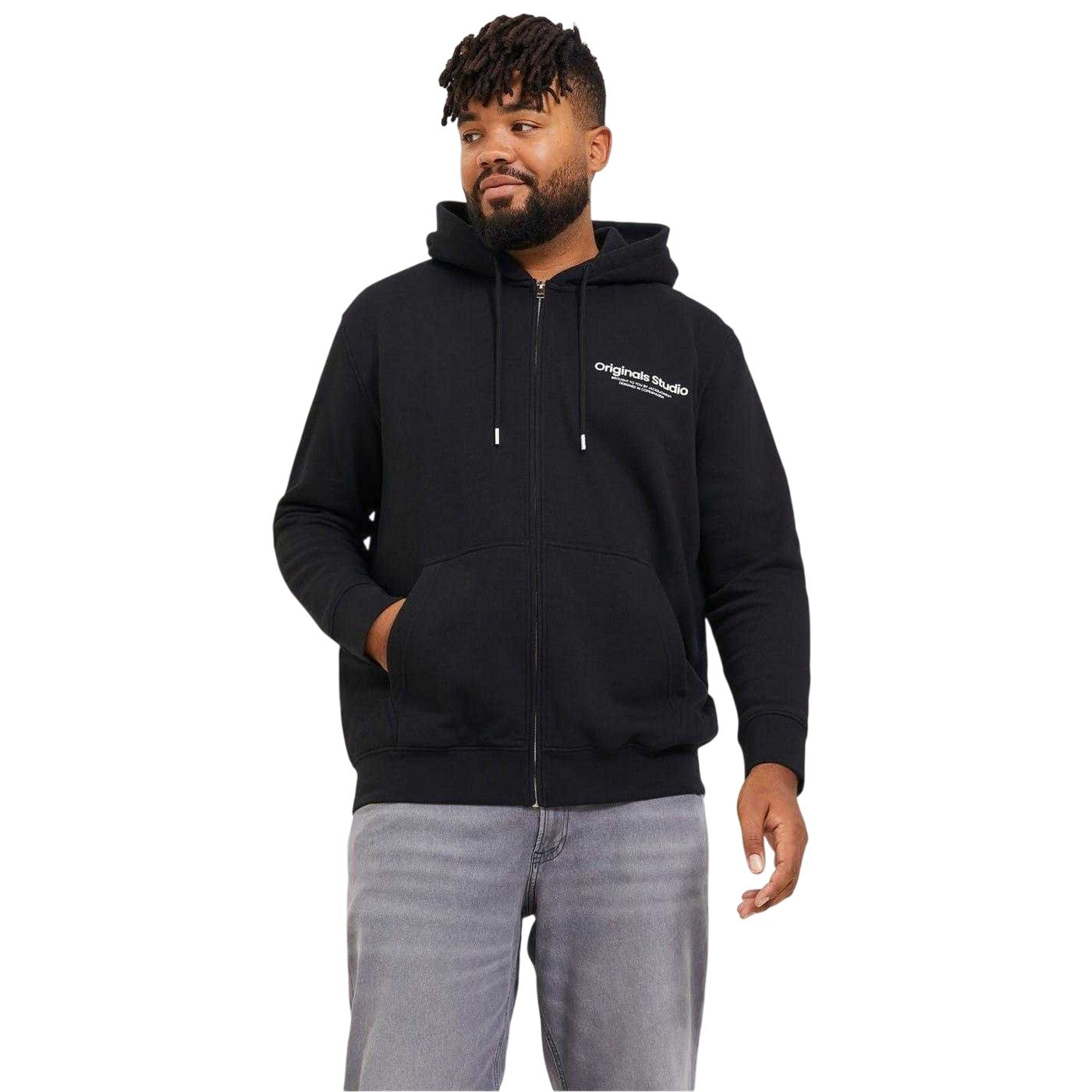 Black - Lifestyle - Jack And Jones Mens Vester Full Zip Hoodie